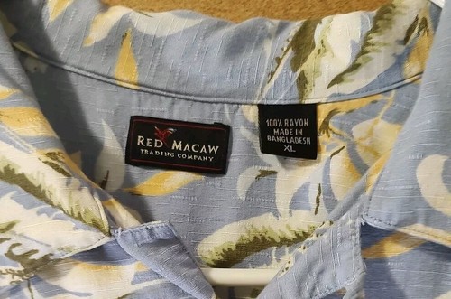 Men's Hawaiian Shirt by Macaw Trading Co. Blue & Yellow Tropical Print Size XL - Picture 2 of 8