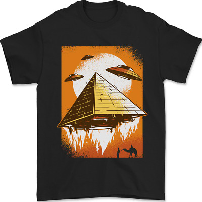 UFO Pyramid Alien Flying Saucer Herren T-Shirt 100% Baumwolle