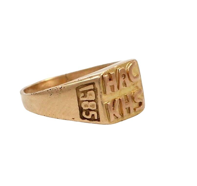 Vintage 1985 Solid 10K Yellow Gold HAC KHS Class Sports Ring
