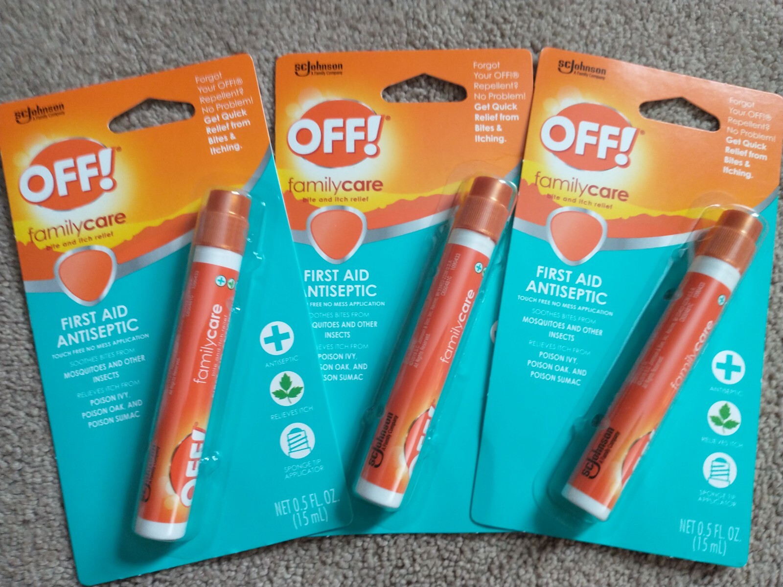 3 Johnson OFF! Family Care Bite & Itch Relief First Aid Antiseptic Pen Exp 12/24 eBay
