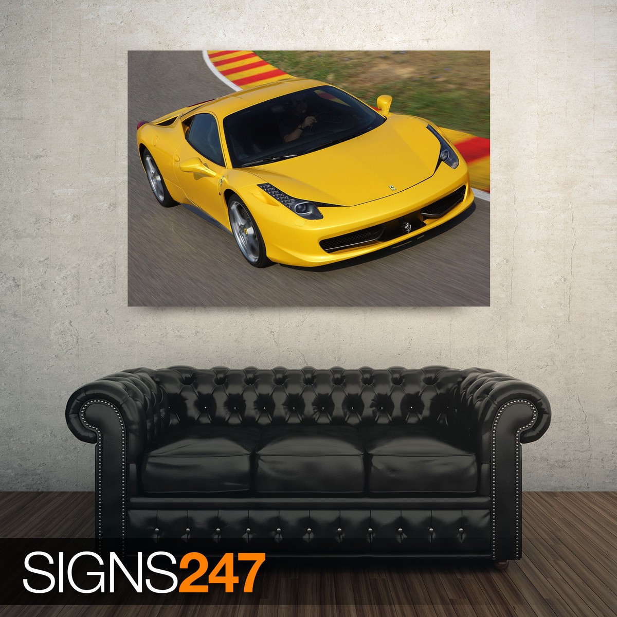 額縁 Displate YellowFerrari Limited Poster Yellow Ferrari' Poster, picture, metal print, paint by Lee