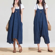 Donna Jeans Pantaloni Tuta Jeans Larga Cavallo Basso Gamba Larga Largo