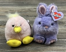 Lot of 2 Vintage Puffkins Plush Stuffed Animal Toy "Chirps" "Bumper" With Tags