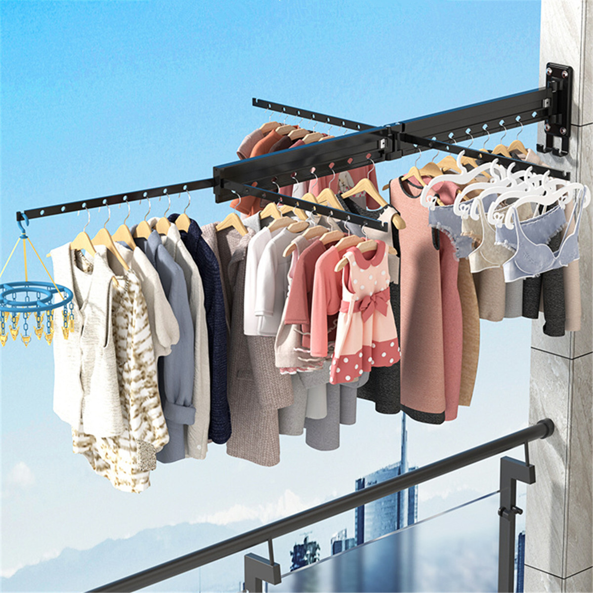 TriFold Clothes Drying Rack Wall Mounted Laundry Airer Drying Rack Collapsible eBay