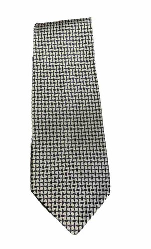 Ralph Lauren Polo Green Label Men’s Neck Tie Silk Navy Blue & Gray Silver Design - Picture 2 of 14