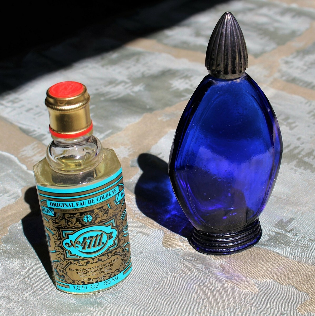 フランスアンティーク　パフュームボトル　BOURJOIS Vintage Blue Art Deco Bourjois Perfume Bottle&Small Unopened