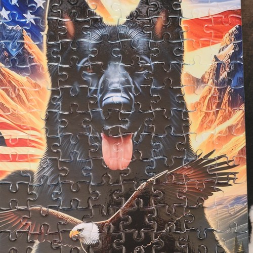 German Shepherd USA Flag 120 Piece Custom Handmade Jigsaw Puzzle - Picture 4 of 7