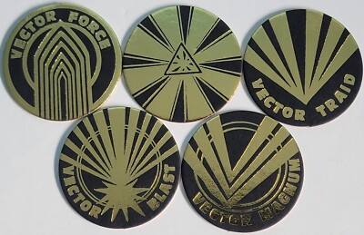 Vintage Pogs * Set Of 5 * Gold Foil * Vector Force * S-50