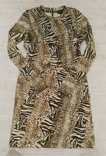 Topshop Women’s Dress Size 12 Leopard Print A-Line Fitted Bodycon Holiday tp32