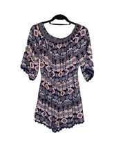 Taylor & Sage navy/pink Aztec romper S 552