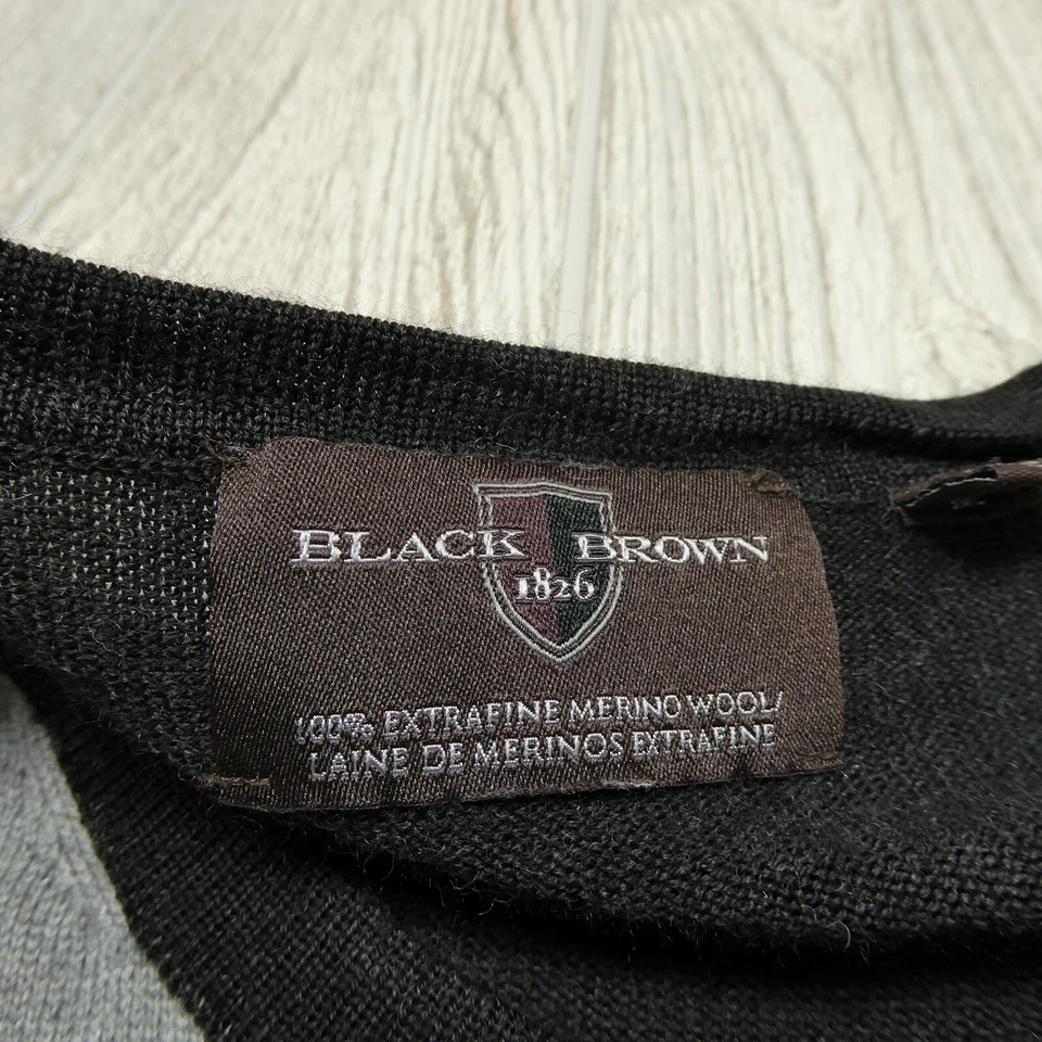 Suéter de Lana Merino Negro y Marrón Adulto M Negro Gris Bloque de Color Ligero Foto 2 de 4