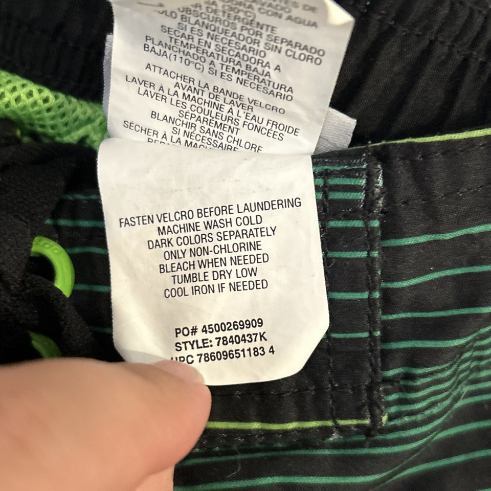 Speedo Mens Board Shorts Swimsuit Size L Green/Black Slash Pockets