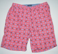 PETER MILLAR Collection 8" Red Blue Floral Lined Swim Shorts Trunks Sz M
