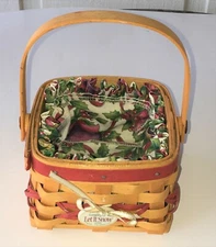 Longaberger Christmas 2000 Tree Trimming Let It Snow Basket With Liner & Tie-on