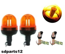 2x Girofari Lampeggiante 60 Led Base Asta Flessibile con 2 Supporti Piantone a L