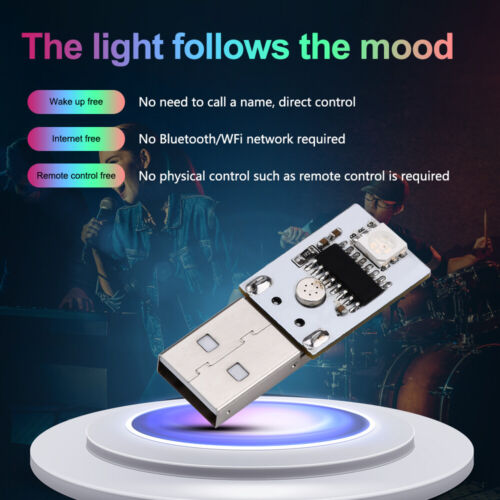 5pcs 5V USB LED Intelligent Voice Control Night Light 6 Colors On/Off Module - Afbeelding 1 van 7
