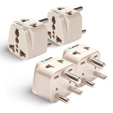 OREI World to India Type D Travel Adapter Plug - 4 Pack - Beige