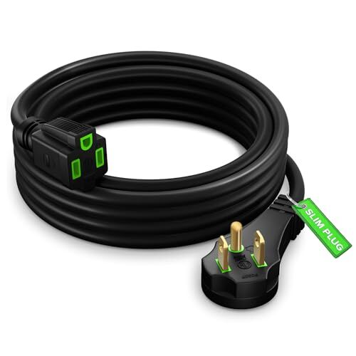 Flat Plug Extension Cord 8 ft with Slim Space-Saving Plug Design Low Profile ... - Picture 1 of 7