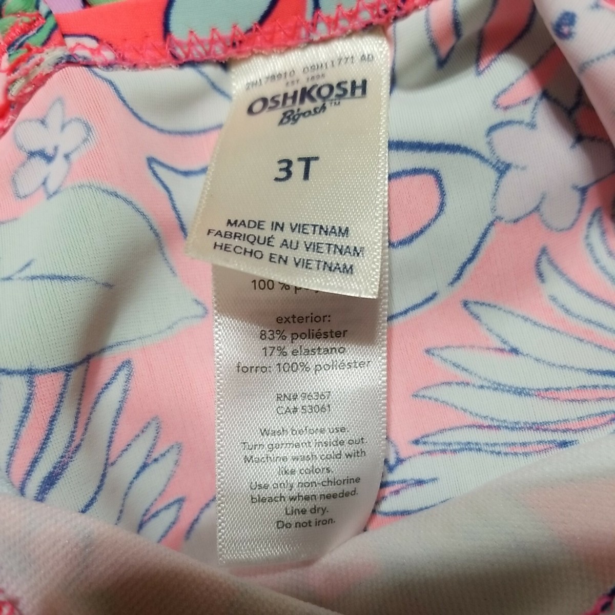 Osh Kosh B Gosh 3T Pink Tropical Print 1 Piece Swim Suit 2675 | eBay