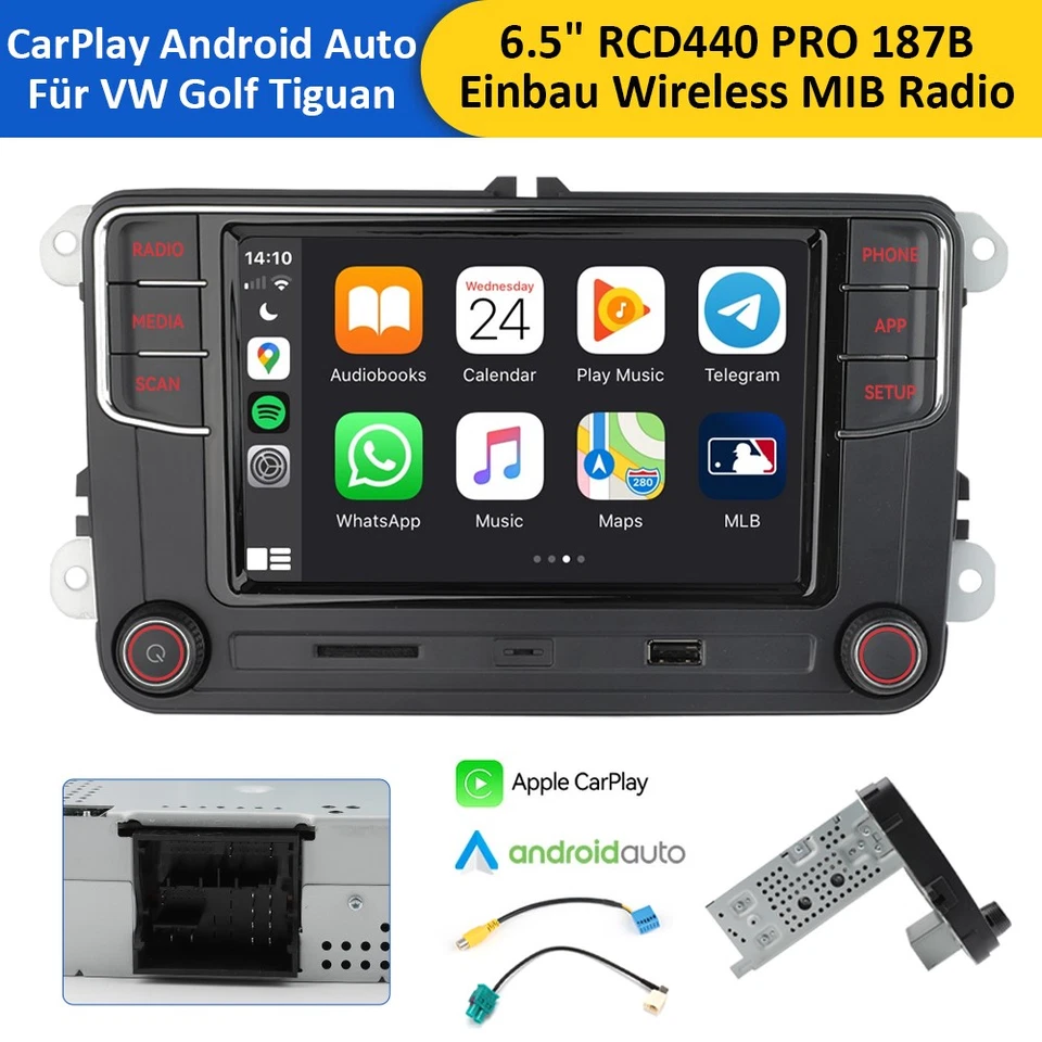 Wireless Carplay Android Auto 6.5" BT RCD440 plus RCD330 Für VW GOLF CC Radio - Bild 1 von 4