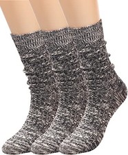 3 Pairs Women Winter Wool Cable Knit Crew Knee High Acrylic Blend Color B13