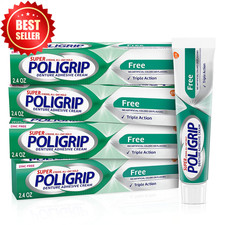 Zinc Free Denture Adhesive Cream 2.4oz Pack of 4 Strong Hold for Partials
