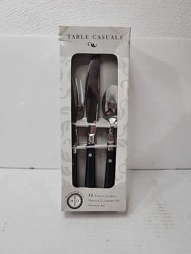 Vintage Table Casuals 12 Piece Black Onyx Handle Flatware Set NEW OLD STOCK... - Picture 1 of 7