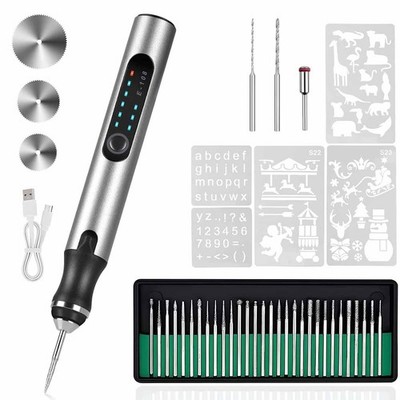 Elektrischer Gravierstift Gravurgerät Gravur Stift Rotationswerkzeug mit 30 Bits