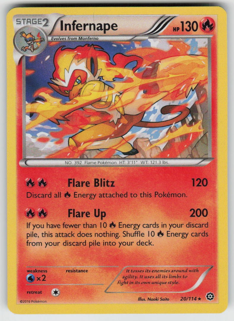Infernape 20/114 Holo Rare Steam Siege Pokemon Holo Near Mint
