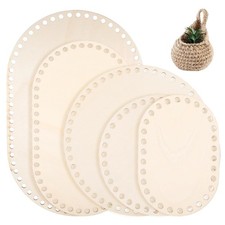 5Pcs Wooden Basket Bottom, 5 Sizes Oval Circle Blank Crochet Basket Wood Base,