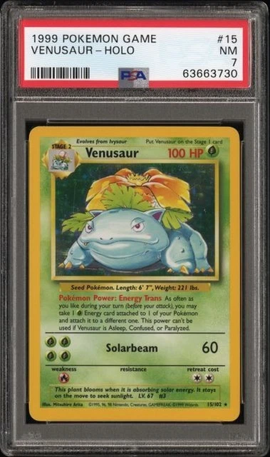 1999 Base Set Venusaur Holo 15/102 PSA 7 GTC3730 TCGG