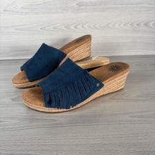 UGG Women’s Danes Sandals UK 4.5 EU 37.5 Blue Suede Espadrille Wedge Fringe Cork