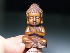 Old Boxwood Wood Handmade Carved Sakyamuni Shakyamuni Tathagata Buddha Statue H