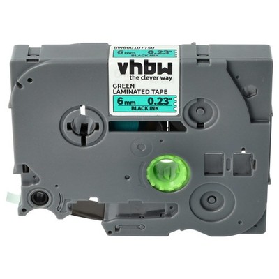 Schriftband für Brother PT P700 H100LB H100R E100VP Schwarz/Grün 6mm 8m