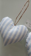 Cuore shabby chic decorazione da appendere tessuto a righe Celeste Handmade 