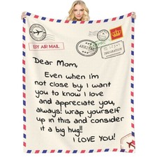 Throw Blankets Anniversary Birthday Gift for Mom from Daughter Son, Dear Mom ...