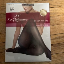 Hanes Silk Reflections Sheer Toe Tights Pantyhose Gentle Brown Control Top CD