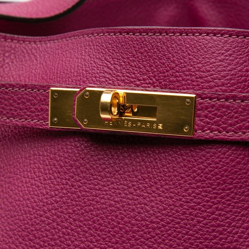Authenticated Hermès Togo So Kelly 26 Pink Dark Calf Leather Shoulder Bag - Picture 7 of 8