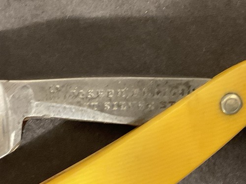Lot 5 Antique Straight Razors, & Leather Pouch R.F. Ferriere, Elliot,J.M. Frost, - Afbeelding 8 van 12