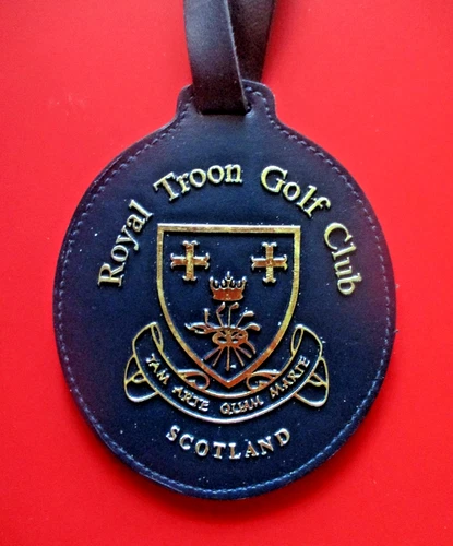vtg - PGA bag tag - ROYAL TROON GOLF CLUB gc - British Open - Scotland - Leather