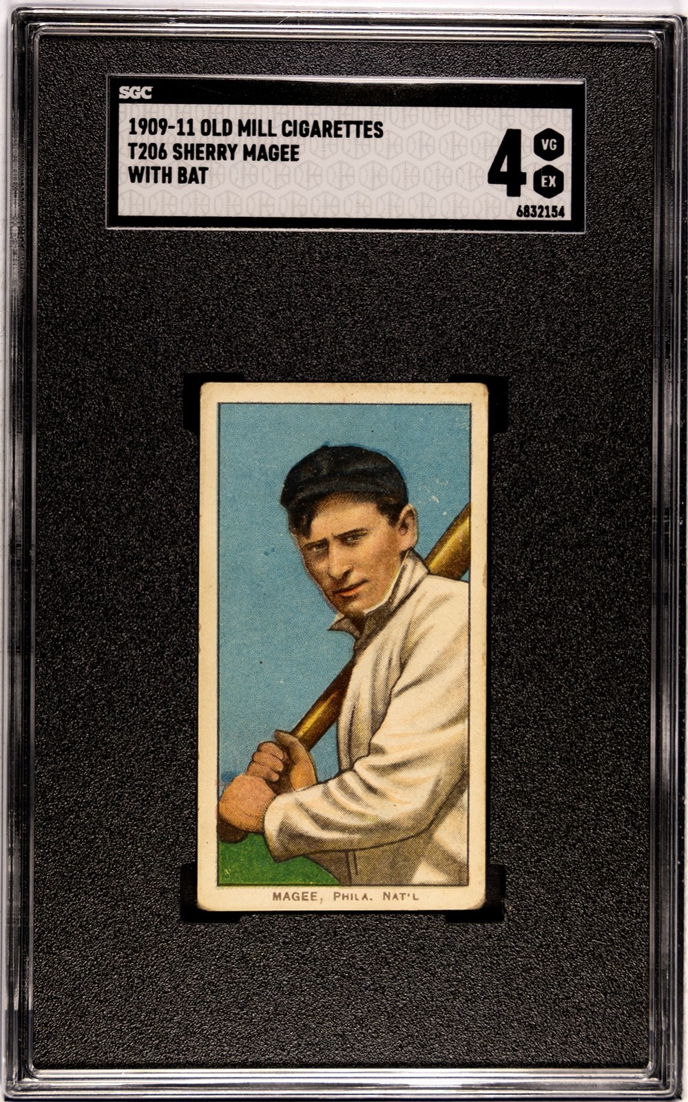 1909-1911 Old Mill Cigarettes T206 Sherry Magee Philadelphia Baseball Card SGC 4