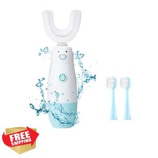 Meqtpomy Kids U Shaped Electric Toothbrush Blue 8-13 yrs 2 Heads