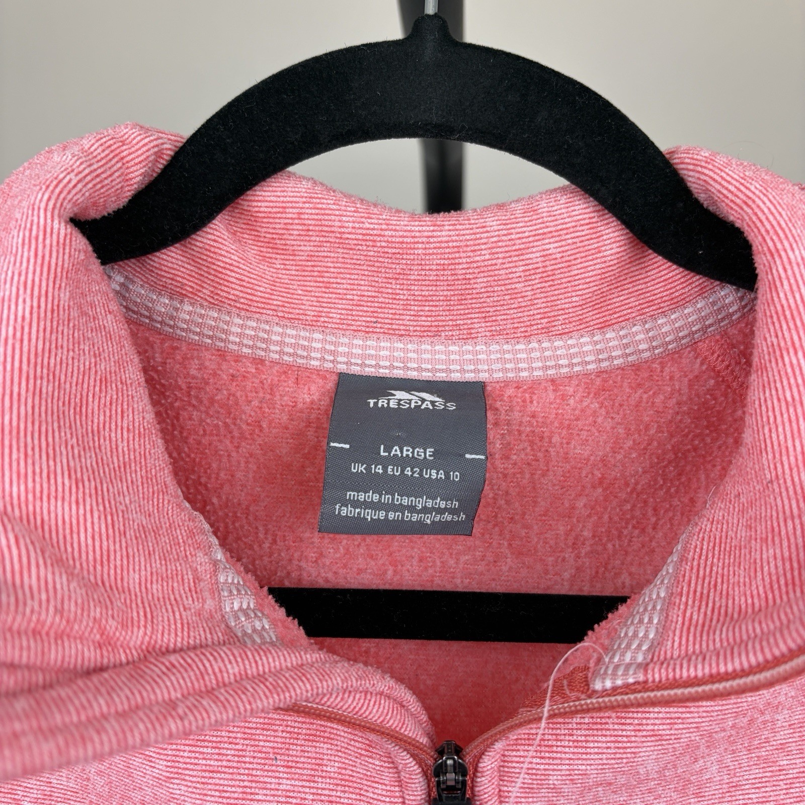 Trespass Pink Quarter -Zip Pullover Jumper Fleece Size Large UK 14 Airtrap AT100 image 2