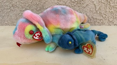 ** Ty Beanie Baby + Buddy * Rainbow the Tie Dye Iguana * Brand New with Tags **