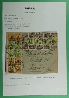 DR WHO 1923 GERMANY INFLATION ERA EISENACH-FRANKFURT TPO TO SWITZERLAND R89199 - Image 1 of 3