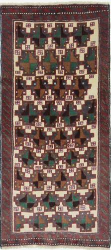 Belutsch Teppich 153x71 Braun Gelb Läufer Wolle Handgeknüpft Unikat RUGEAST - Bild 1 von 6
