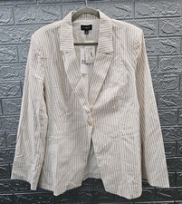 New Evereve Palmer Stripe Blazer Ivory Goldenoak Size L