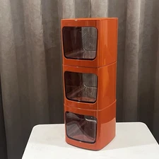 Lot Of 3 Orange Morden Space Age Style Modular Desk Drawer  flowerpot