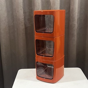 Lot Of 3 Orange Morden Space Age Style Modular Desk Drawer flowerpot