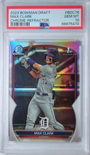 2023 Bowman Chrome Draft Max Clark Refractor ROOKIE Card #BDC76 PSA 10 Gem Mint. rookie card picture